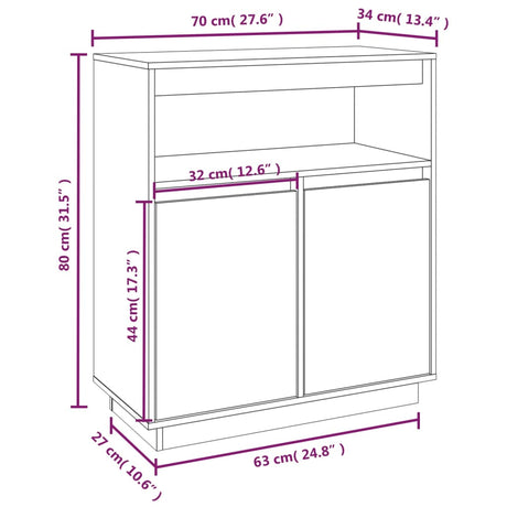 Sideboard 70X34X80 Cm Solid Wood Pine