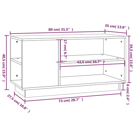 Tv Cabinet 80X35X40.5 Cm Solid Wood Pine