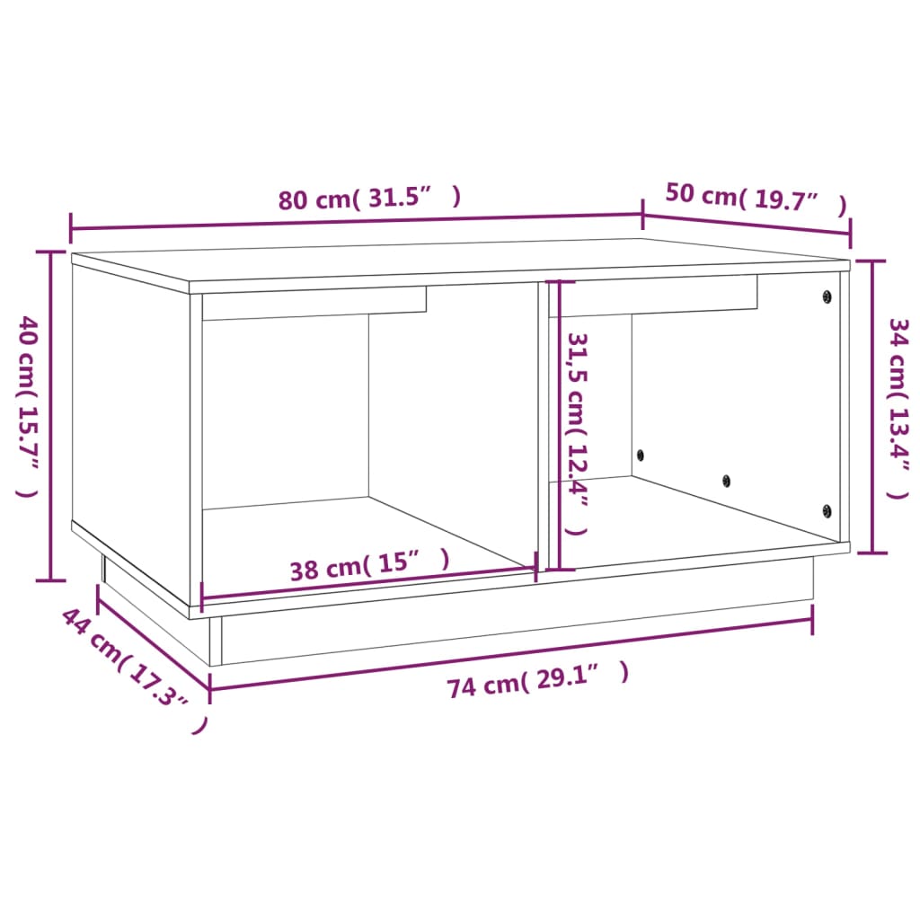 Coffee Table 80X50X40 Cm Solid Wood Pine