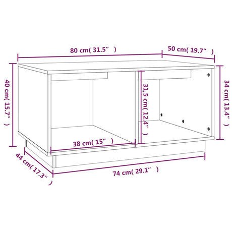 Coffee Table 80X50X40 Cm Solid Wood Pine