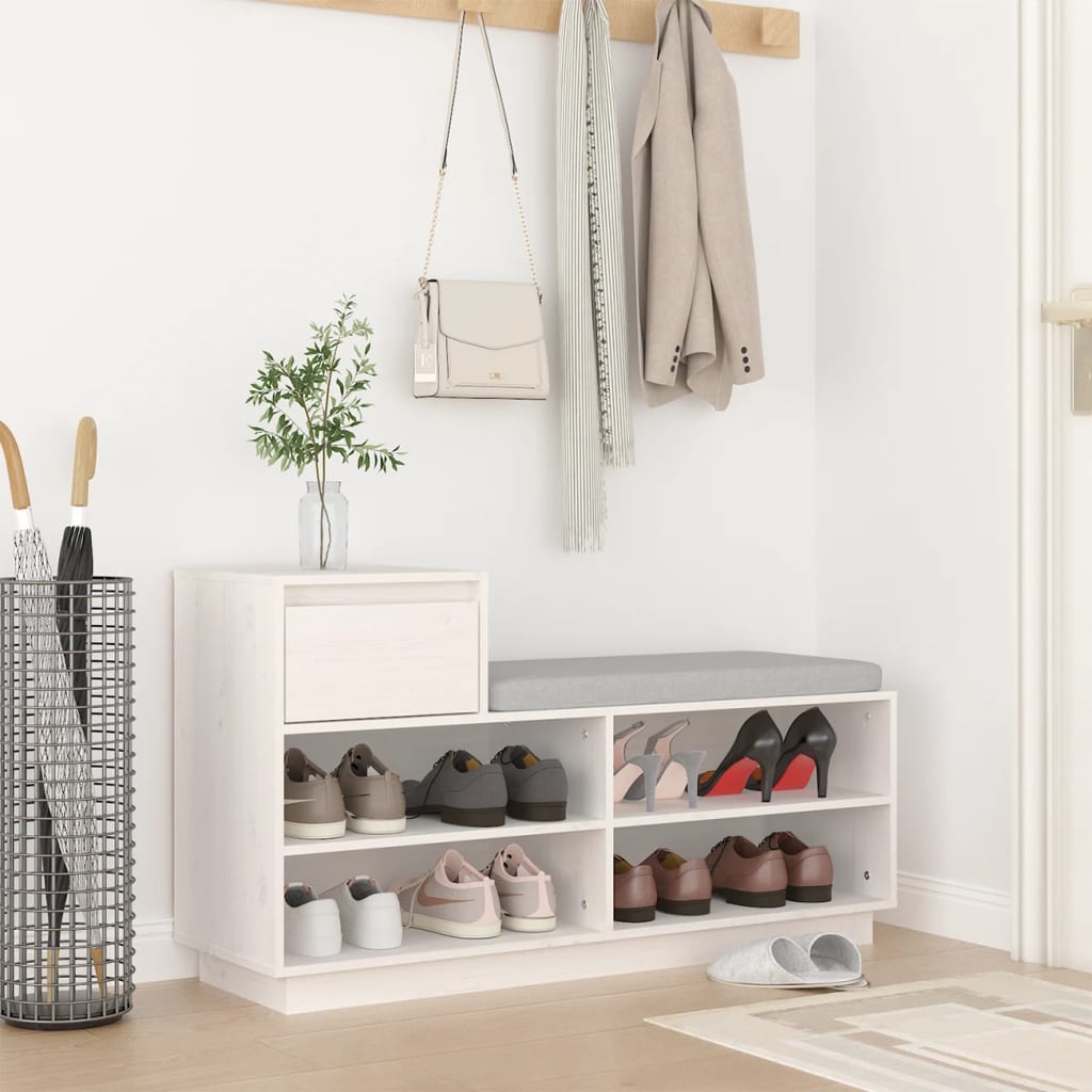 Shoe Cabinet 110X34X61 Cm Solid Wood Pine