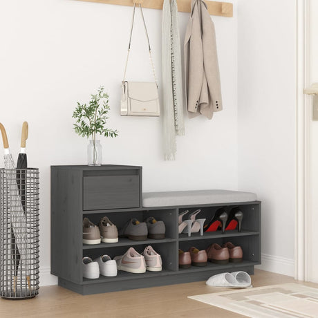 Shoe Cabinet 110X34X61 Cm Solid Wood Pine