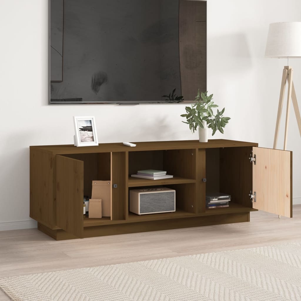 Tv Cabinet 110X35X40.5 Cm Solid Wood Pine