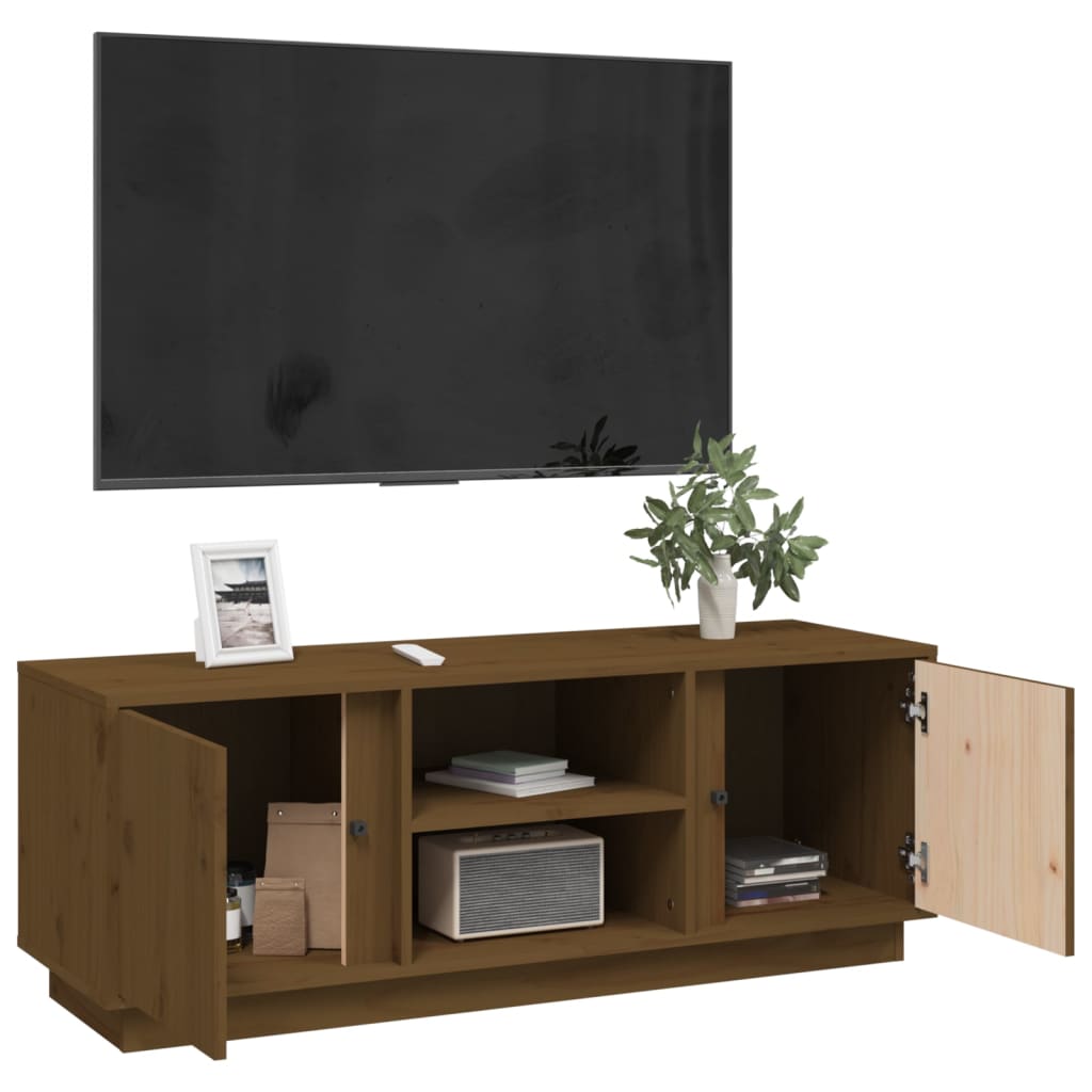 Tv Cabinet 110X35X40.5 Cm Solid Wood Pine