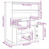 Highboard 89X40X116.5 Cm Solid Wood Pine