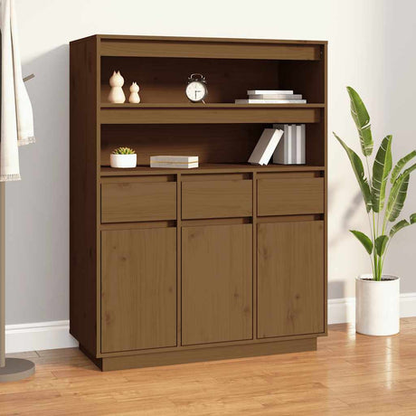Highboard 89X40X116.5 Cm Solid Wood Pine
