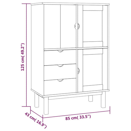 Highboard Otta 85X43X125 Cm Solid Wood Pine