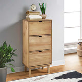 Shoe Cabinet Otta With 3 Drawers Brown&Grey Solid Wood Pine