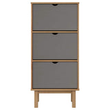 Shoe Cabinet Otta With 3 Drawers Brown&Grey Solid Wood Pine