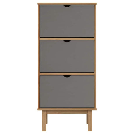 Shoe Cabinet Otta With 3 Drawers Brown&Grey Solid Wood Pine