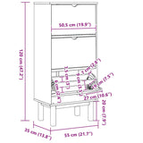 Shoe Cabinet Otta With 3 Drawers Brown&Grey Solid Wood Pine