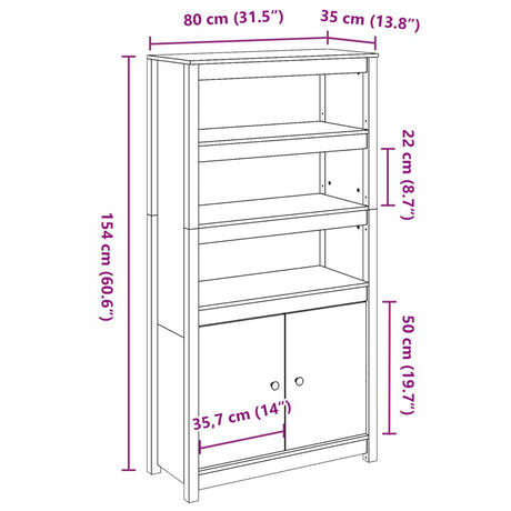 Highboard 80X35X154 Cm Solid Wood Pine