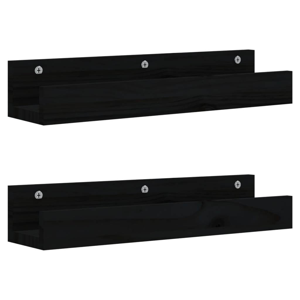 Wall Shelves 2 Pcs Solid Wood Pine