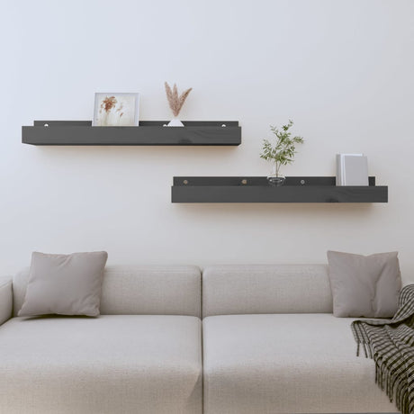 Wall Shelves 2 Pcs Solid Wood Pine