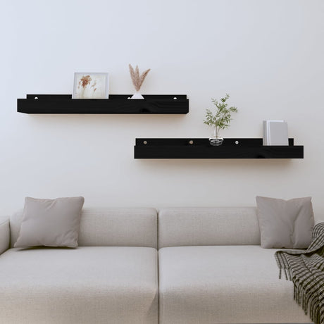 Wall Shelves 2 Pcs Solid Wood Pine