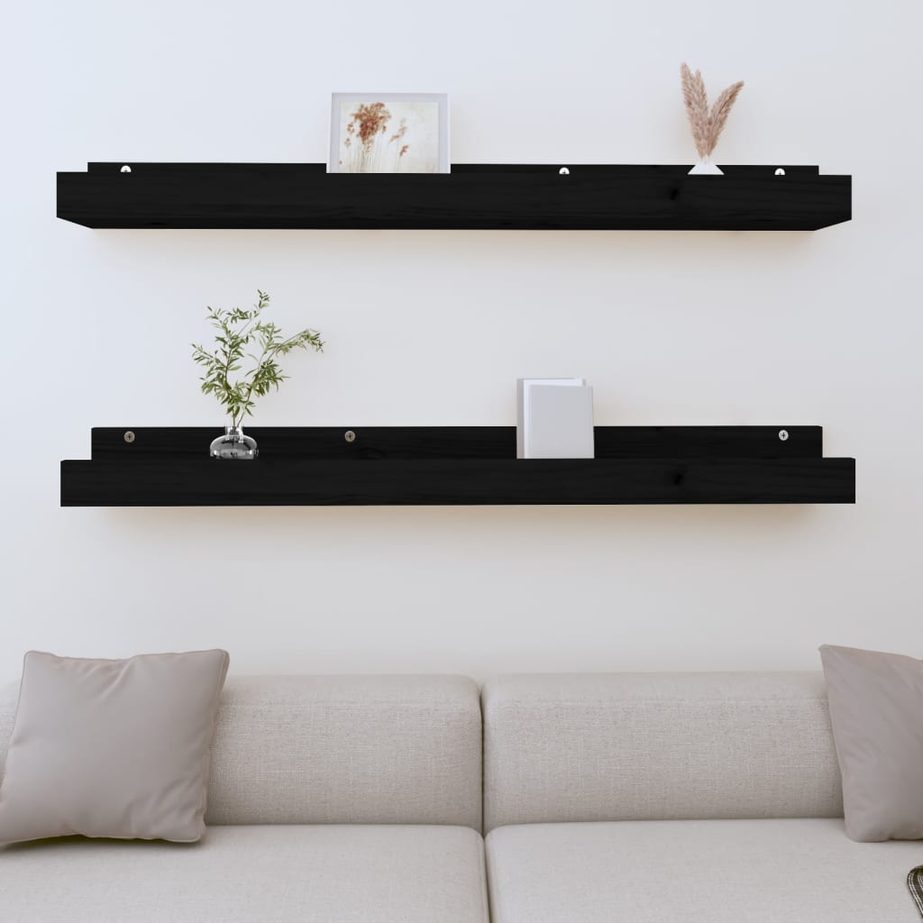 Wall Shelves 2 Pcs Solid Wood Pine