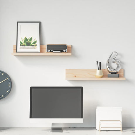 Wall Shelves 2 Pcs Solid Wood Pine