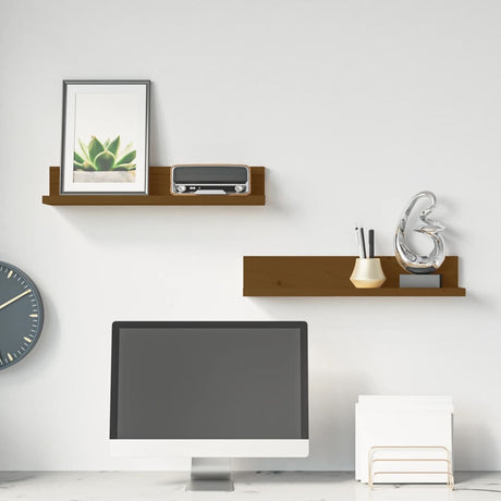 Wall Shelves 2 Pcs Solid Wood Pine