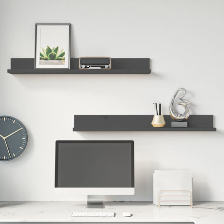 Wall Shelves 2 Pcs Solid Wood Pine