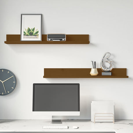 Wall Shelves 2 Pcs Solid Wood Pine