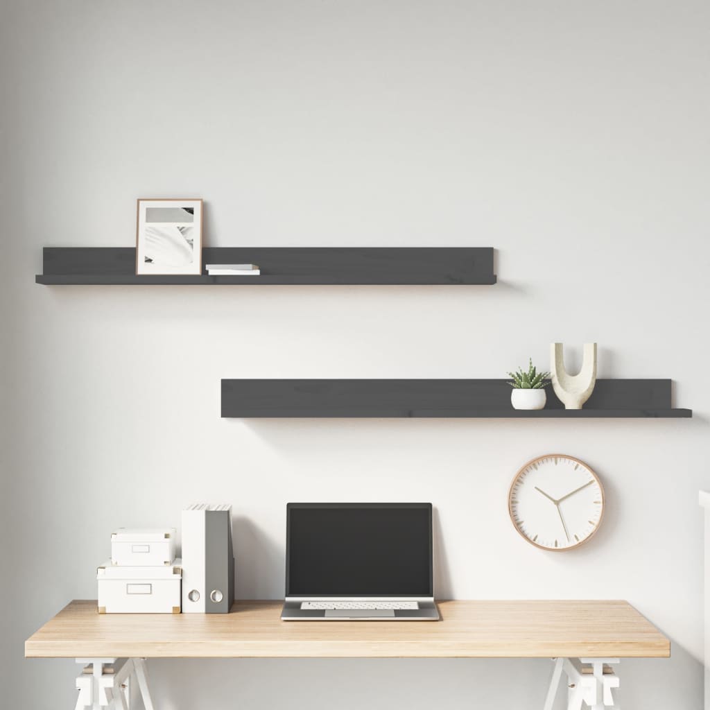 Wall Shelves 2 Pcs Solid Wood Pine