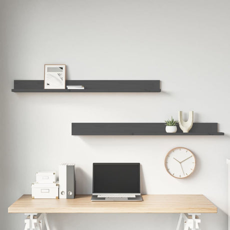 Wall Shelves 2 Pcs Solid Wood Pine