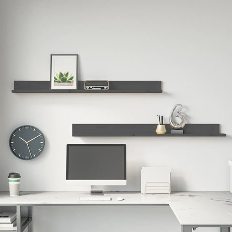 Wall Shelves 2 Pcs Solid Wood Pine