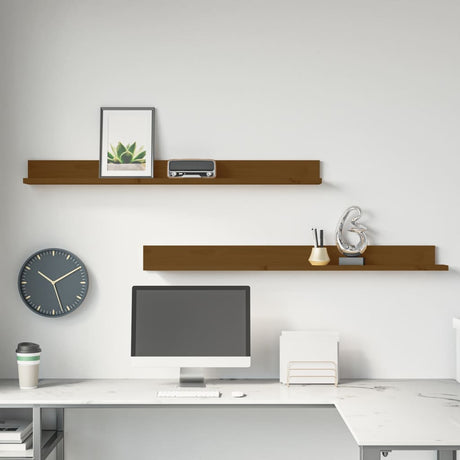 Wall Shelves 2 Pcs Solid Wood Pine