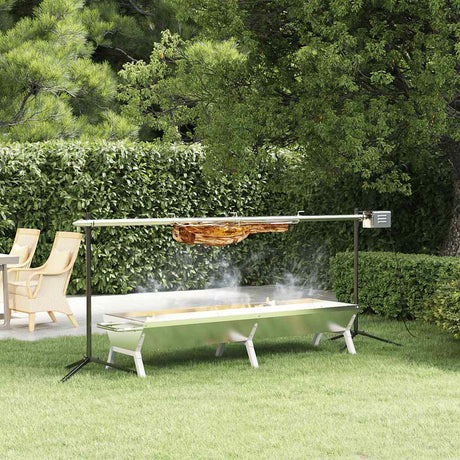 Automatic Barbecue Grill And Tray Set Stainless Steel