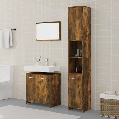 3 Piece Bathroom Furniture Set Engineered Wood
