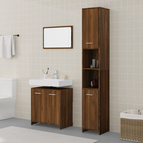 3 Piece Bathroom Furniture Set Engineered Wood