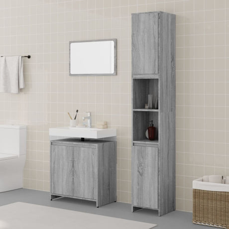 3 Piece Bathroom Furniture Set Engineered Wood