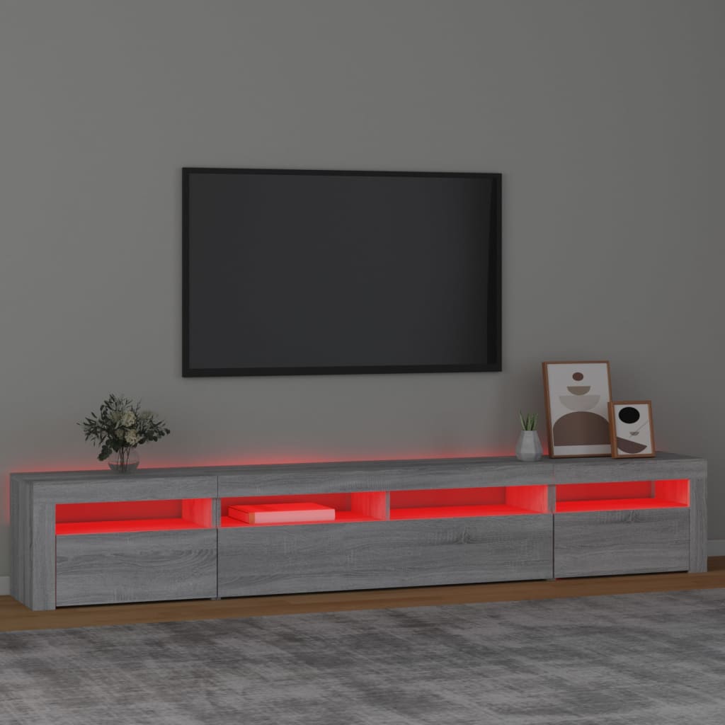 TV Cabinet with LED Lights Grey Sonoma 240x35x40 cm