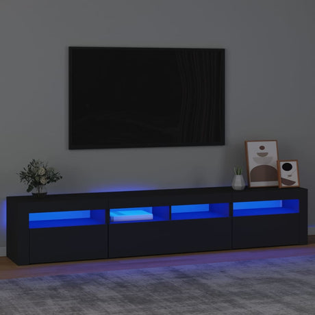 Tv Cabinets 2 Pcs With Led Lights Engineered Wood,  Tv Cabinet With Led 120X35X40 Cm Engineered Wood