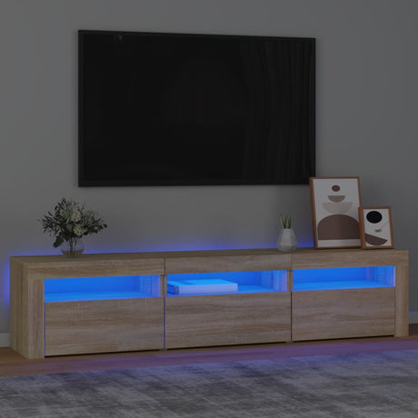 Tv Cabinets 2 Pcs With Led Lights Engineered Wood,  Tv Cabinet With Led 120X35X40 Cm Engineered Wood