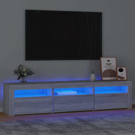 Tv Cabinets 2 Pcs With Led Lights Engineered Wood,  Tv Cabinet With Led 120X35X40 Cm Engineered Wood
