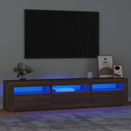Tv Cabinets 2 Pcs With Led Lights Engineered Wood,  Tv Cabinet With Led 120X35X40 Cm Engineered Wood