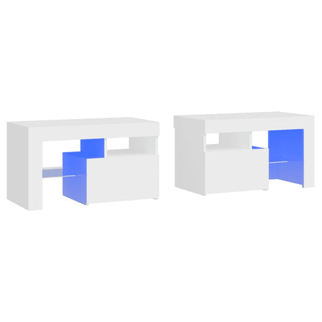 Bedside Cabinets 2 Pcs With Led Lights 70X36.5X40 Cm