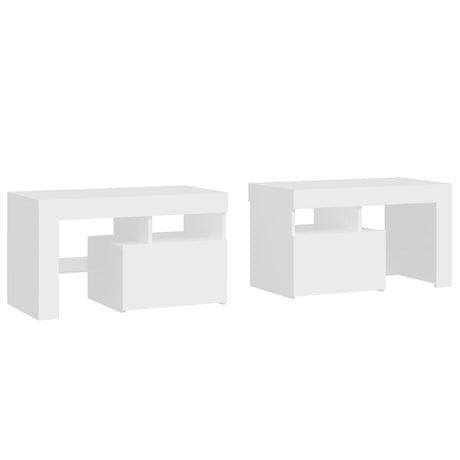 Bedside Cabinets 2 Pcs With Led Lights 70X36.5X40 Cm