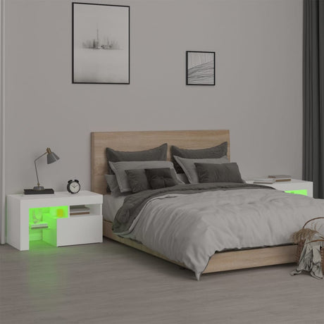 Bedside Cabinets 2 Pcs With Led Lights 70X36.5X40 Cm