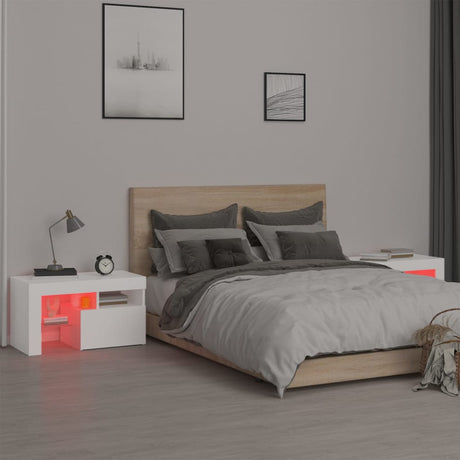 Bedside Cabinets 2 Pcs With Led Lights 70X36.5X40 Cm