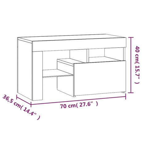 Bedside Cabinets 2 Pcs With Led Lights 70X36.5X40 Cm