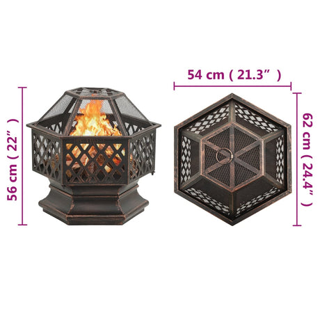 Rustic Fire Pit With Poker 62X54X56 Cm Xxl Steel