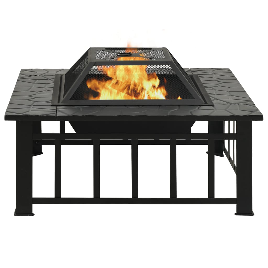 Fire Pit With Poker 79X79X46.5 Cm Xxl Steel