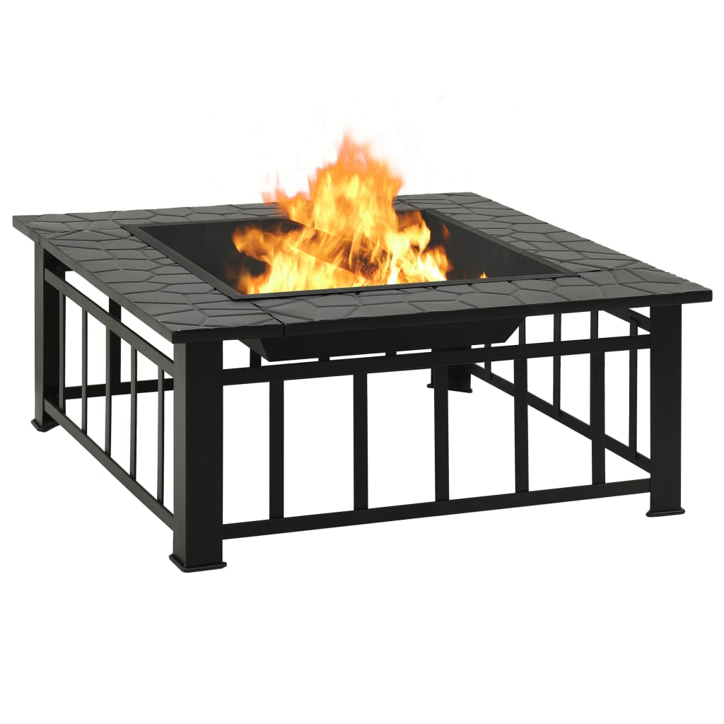 Fire Pit With Poker 79X79X46.5 Cm Xxl Steel