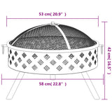 Fire Pit With Poker 58 Cm Xxl Steel