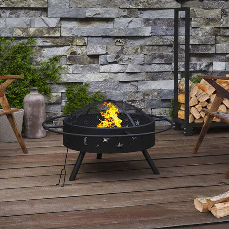 Fire Pit With Poker 70 Cm Xxl Steel