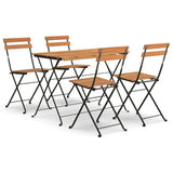 5 Piece Folding Bistro Set Solid Wood Acacia And Steel