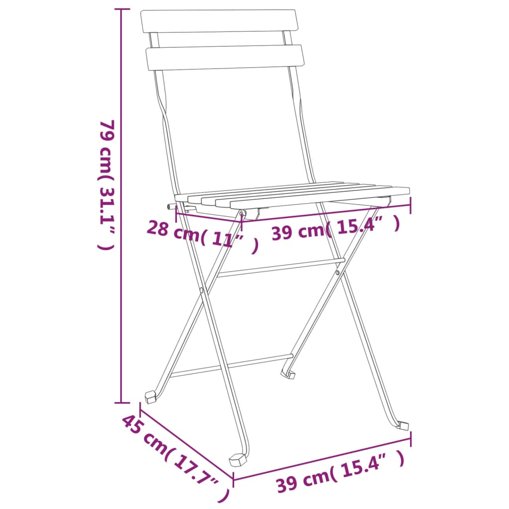 5 Piece Folding Bistro Set Solid Wood Acacia And Steel