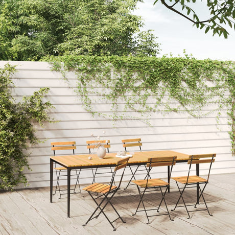 Folding Garden Chairs 6 Pcs Steel And Solid Wood Acacia